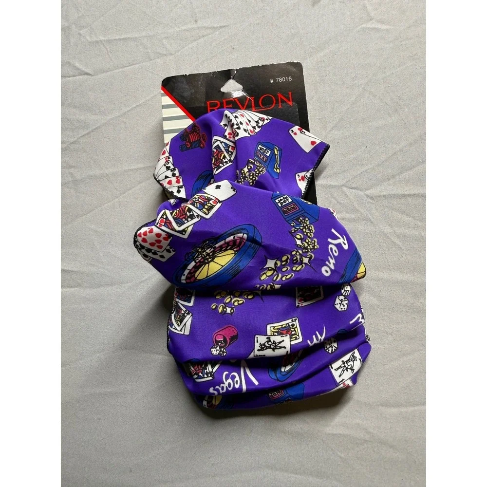 Revlon Casino Theme Hair Barrette Bow Purple Satin Vintage NOS #78016 USA